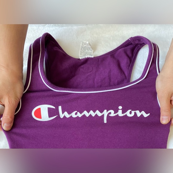 Women’s champion purple biker shorts & crop tank top set - Picture 3 of 16